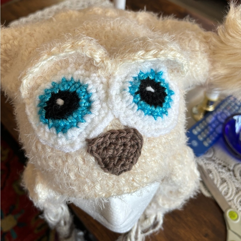 Handmade Crochet OWL Hat with Ear Flaps - Picture 2 of 4